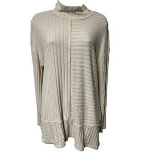 Saturday Sunday Anthropologie Womens Mock Neck Kate Ribbed Tunic Size M